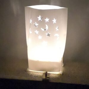10 Pk White Die-Cut Star and Moons Electric Luminarias Sleeves