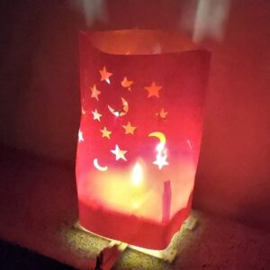 10 Pk Red Die-Cut Star and Moons Electric Luminarias Sleeves