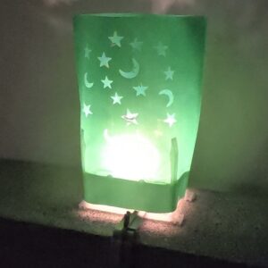 10 Pk Green Die-Cut Star and Moons Electric Luminarias Sleeves