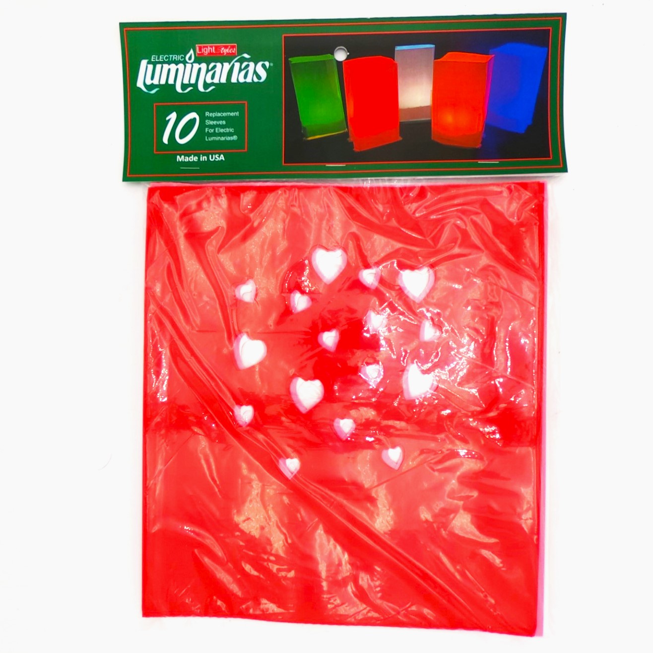 L14314 10pk Red Pink & White Hearts Luminarias Sleeves front by RC Company LLC