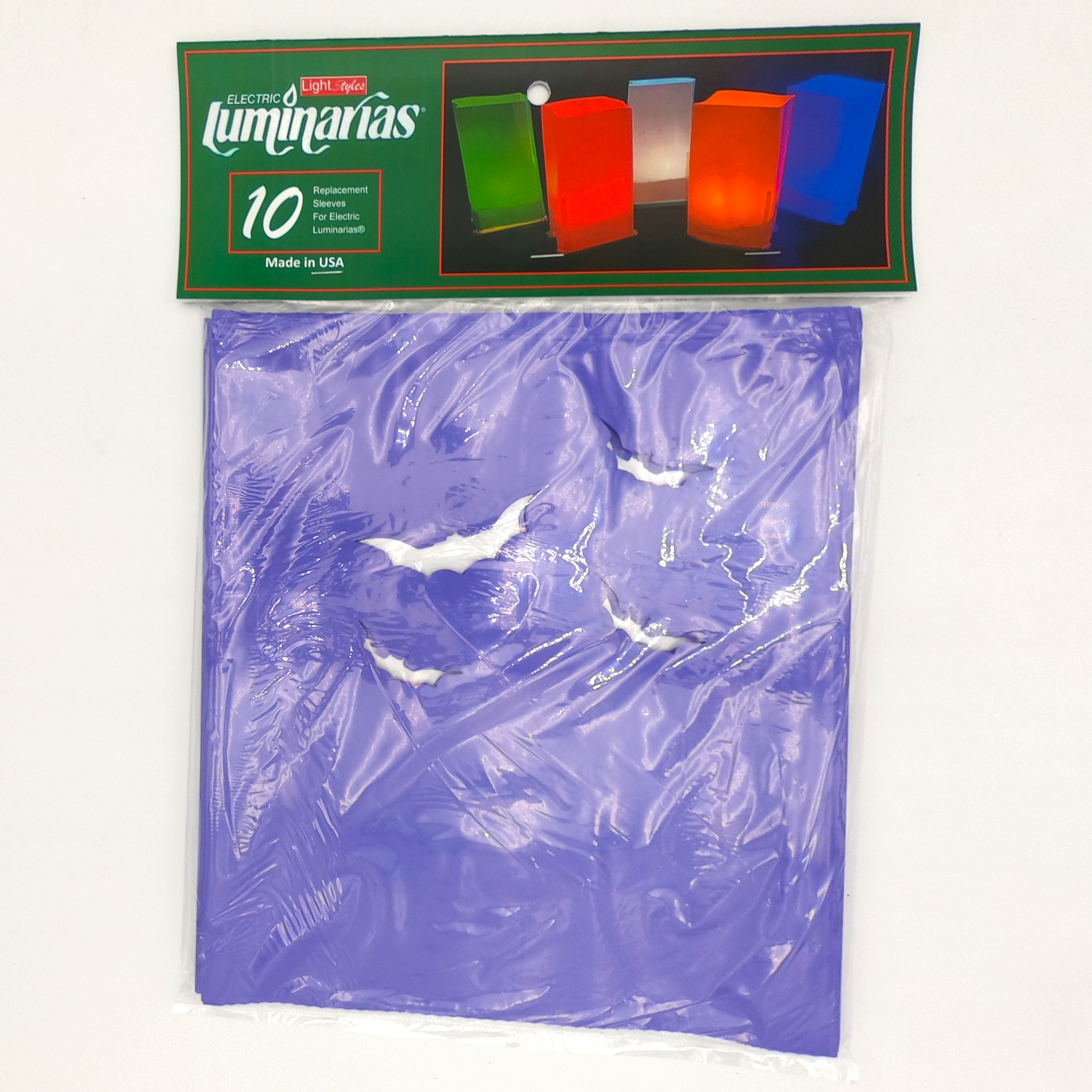 L10205B 10 pack Purple Bats Luminarias Sleeves Front by RC Company LLC